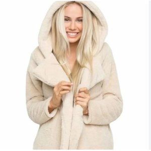 Brandy Melville Hooded Faux Fur Jacket